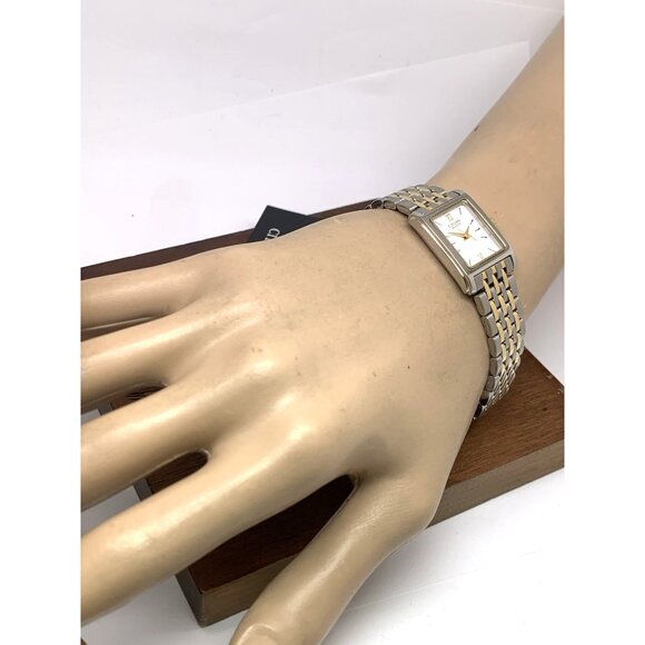 Citizen Women's Watch EJ5854-56A Quartz White Dial Two Tone Steel Tank Petite - Picture 5 of 14